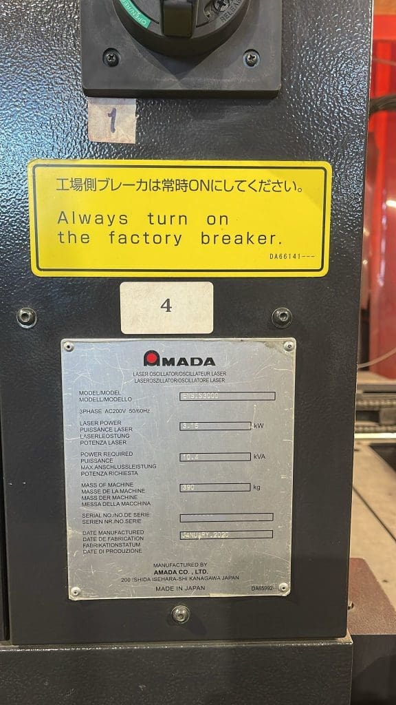 Used Amada Ensis 3015 CNC Laser For Sale