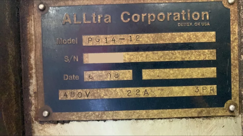 2008 Alltra PG14-12 Plasma Cutter, photo 9 of 9