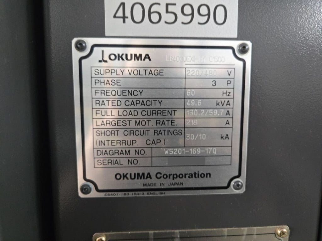 Used Okuma Space Turn LB-4000EXMY CNC Lathe For Sale