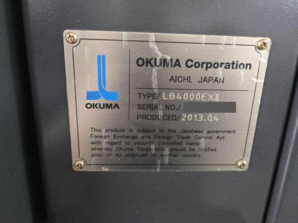 Used Okuma Space Turn LB-4000EXMY CNC Lathe For Sale