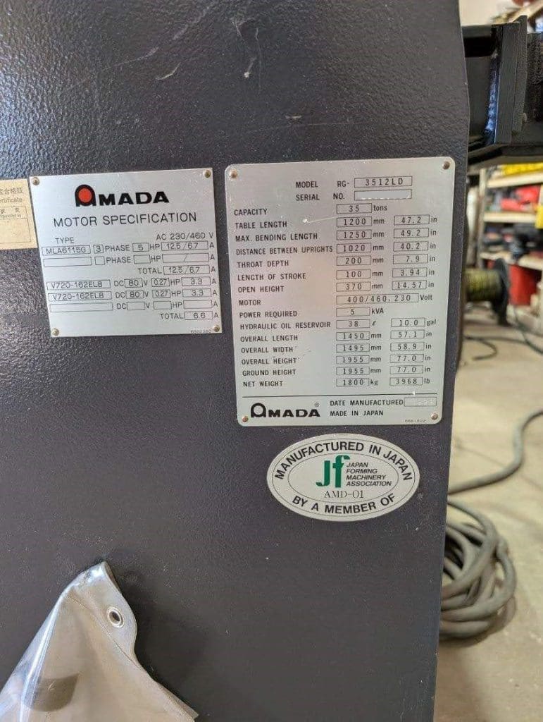 Used Amada RG-3512LD Press Brake For Sale