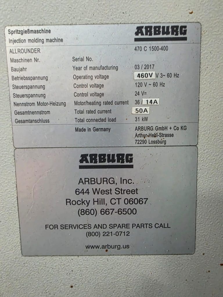 Used Arburg Allrounder 470C GE Injection Molding Machine For Sale