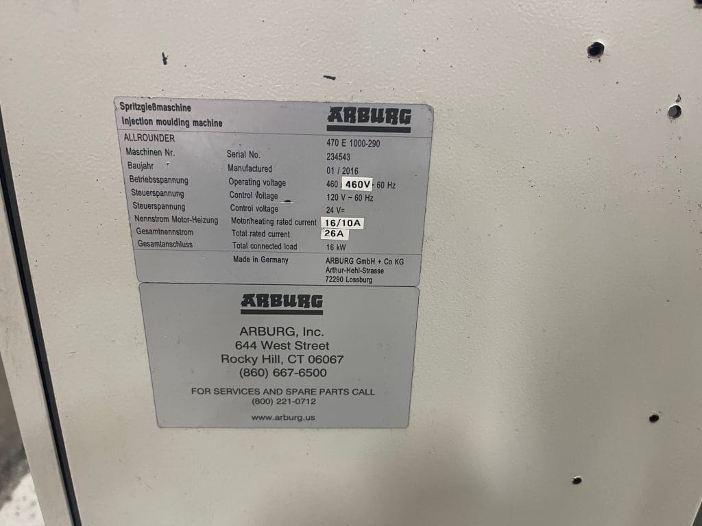 Used Arburg Allrounder 470E 1000/290 Injection Molding Machine For Sale