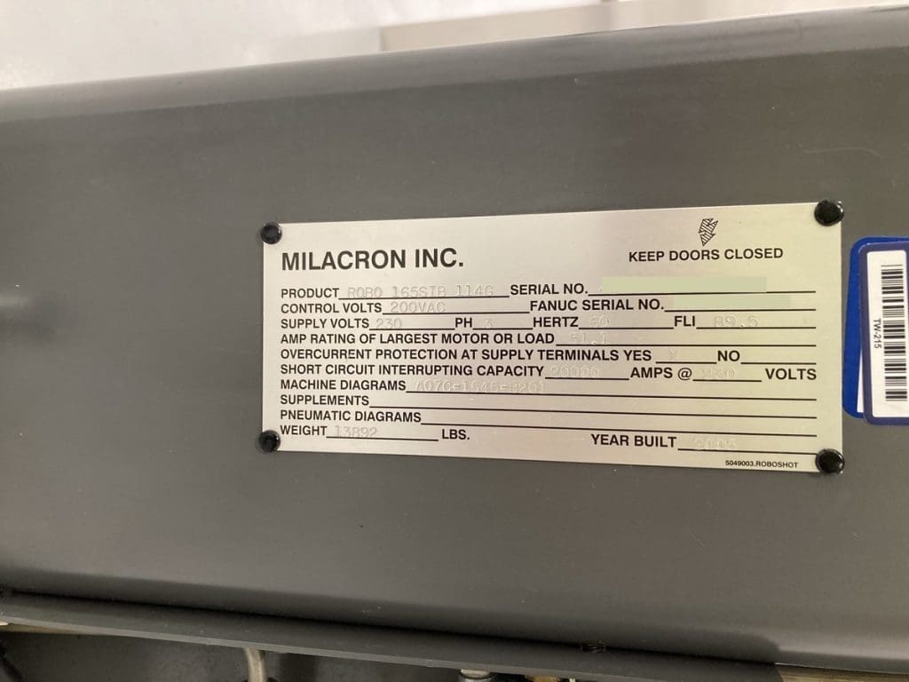 Used Cincinnati Milacron Roboshot S-2000i165B Injection Molding Machine For Sale