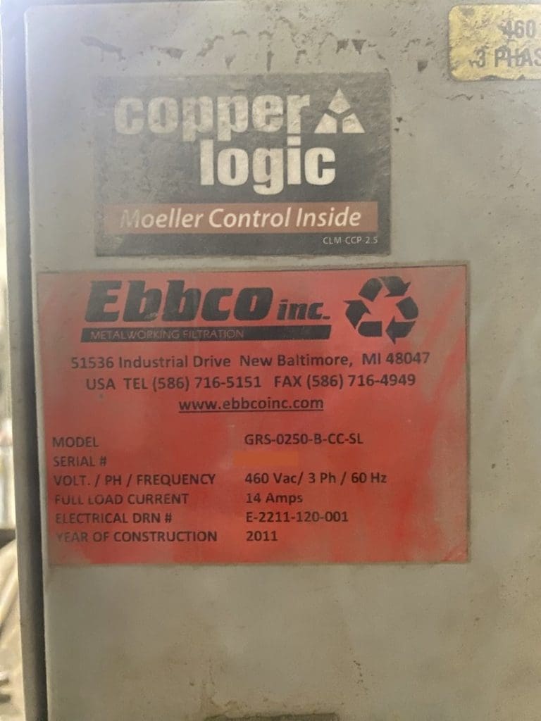 Used Ebbco GRS-0250B-CC-SL Waterjet Auxiliary Equipment For Sale