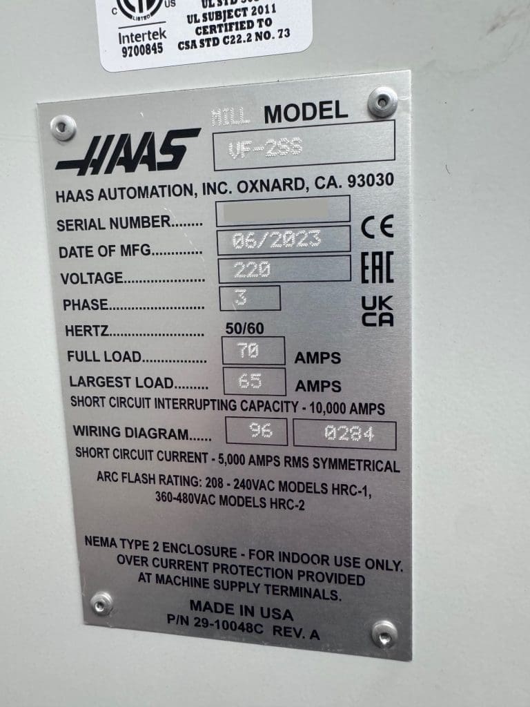 Used Haas VF-2SS CNC Vertical Machining Center For Sale