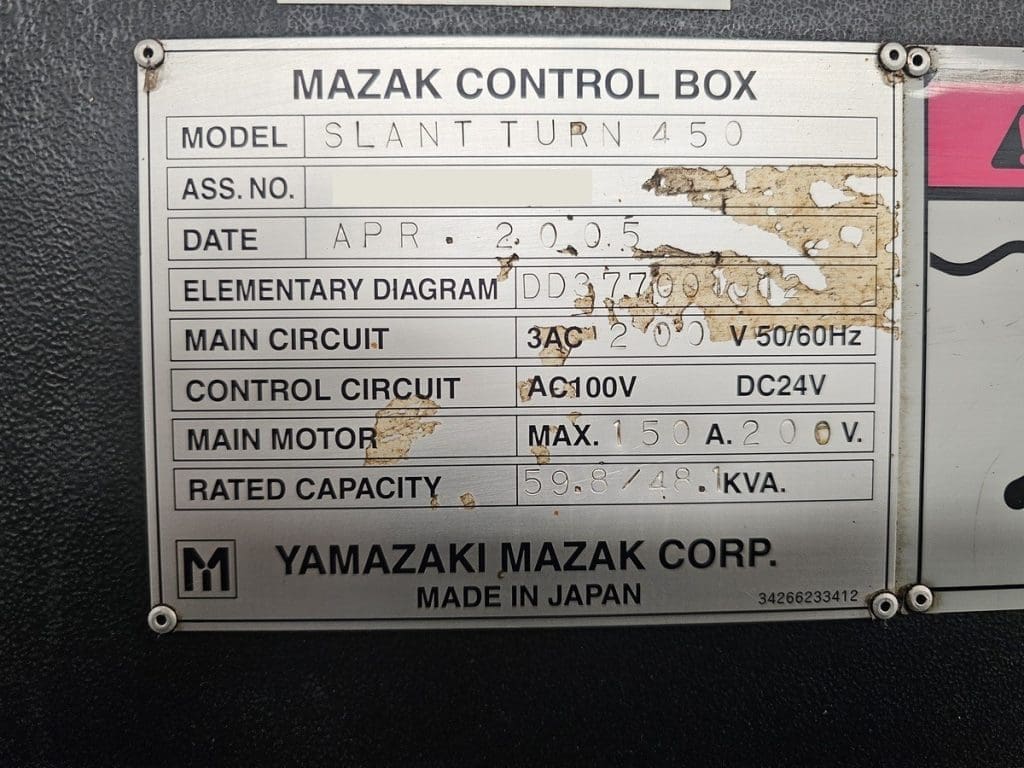 Used Mazak Slant Turn 450 CNC Lathe For Sale