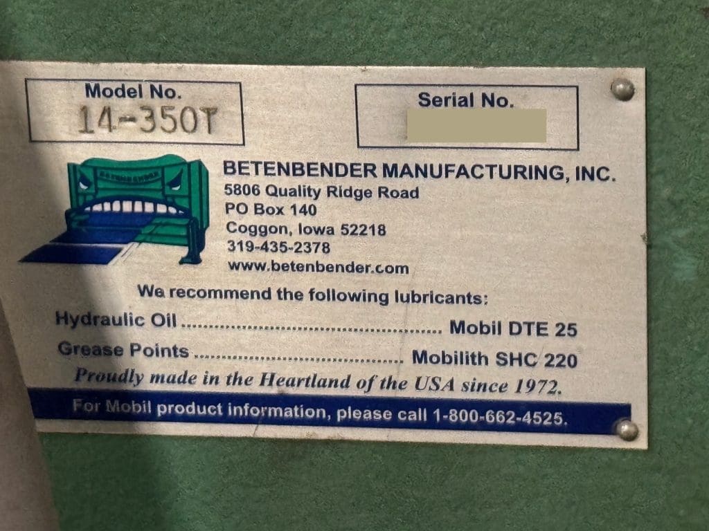 Betenbender 14-350T Press Brake For Sale