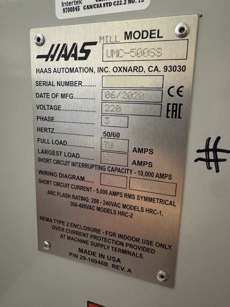 Used Haas UMC-500SS CNC Vertical Machining Center For Sale