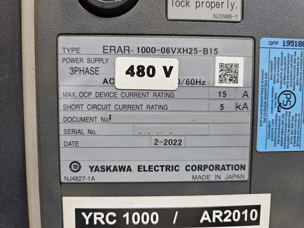 Used Yaskawa AW2000 Robotic Weld Cell For Sale