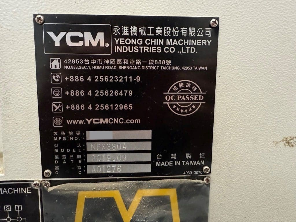 Used YCM NFX-380A CNC Vertical Machining Center For Sale