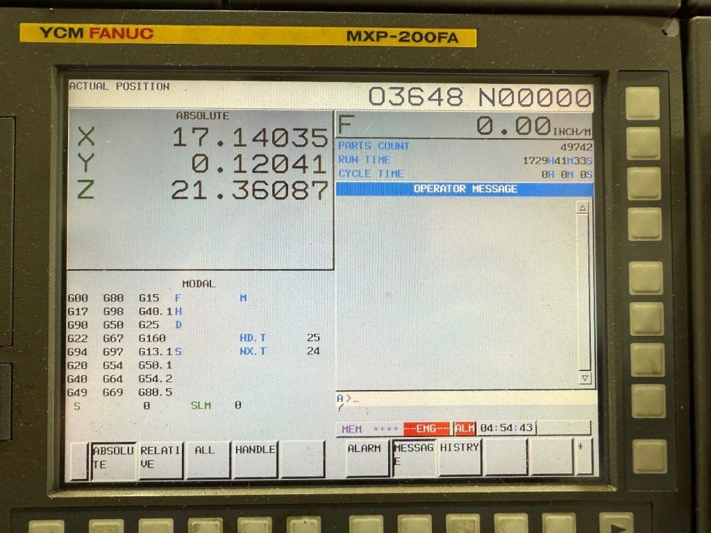 Used YCM NXV-1020A CNC Vertical Machining Center For Sale