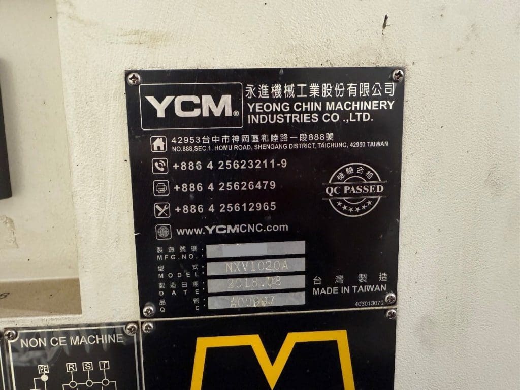 Used YCM NXV-1020A CNC Vertical Machining Center For Sale