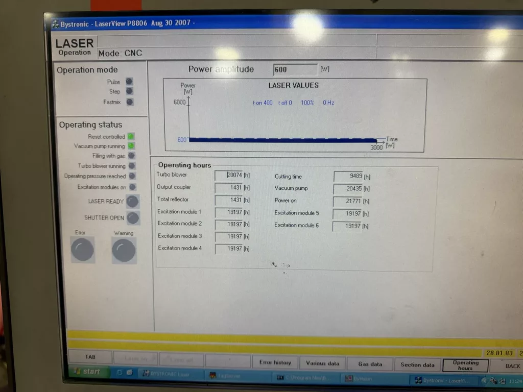 Used Bystronic ByLaser 6000 CNC Laser For Sale