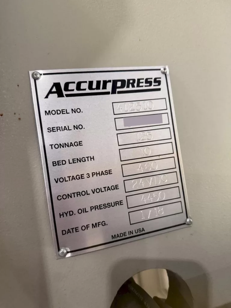 Used Accurpress Accell 412510 Press Brake For Sale