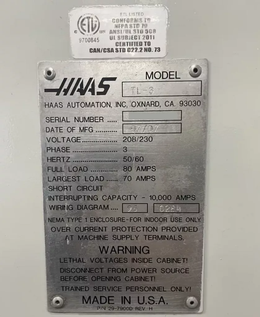 Used Haas TL-3 CNC Lathe For Sale