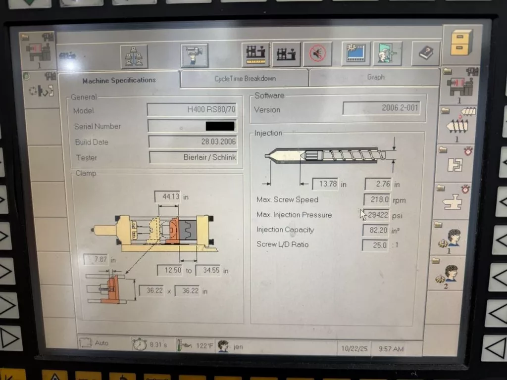 Used Husky H440 RS80/70 Injection Molding Machine For Sale