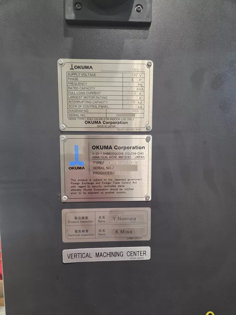 Used Okuma Genos M560V CNC Vertical Machining Center For Sale