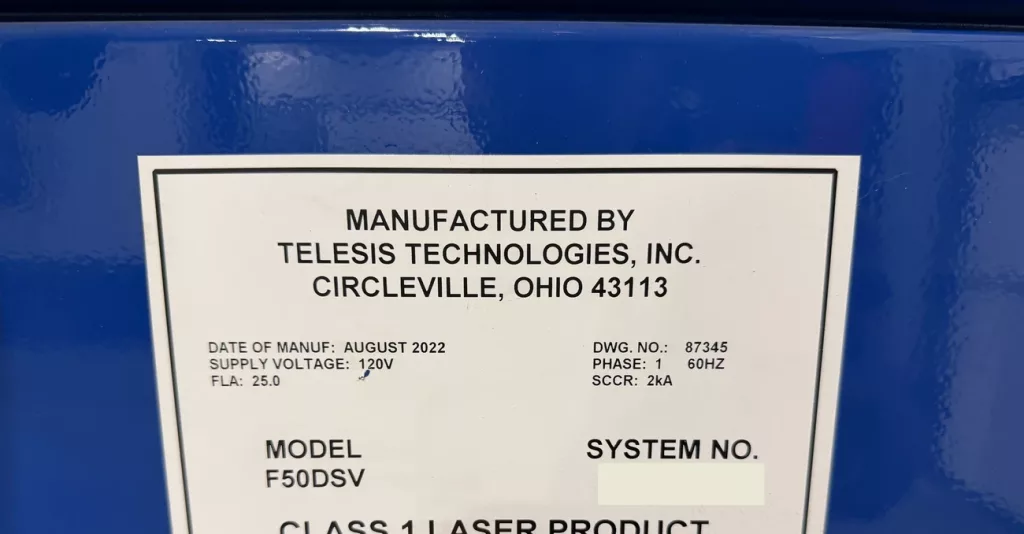 2022 Telesis F50DSV Laser, photo 10 of 10