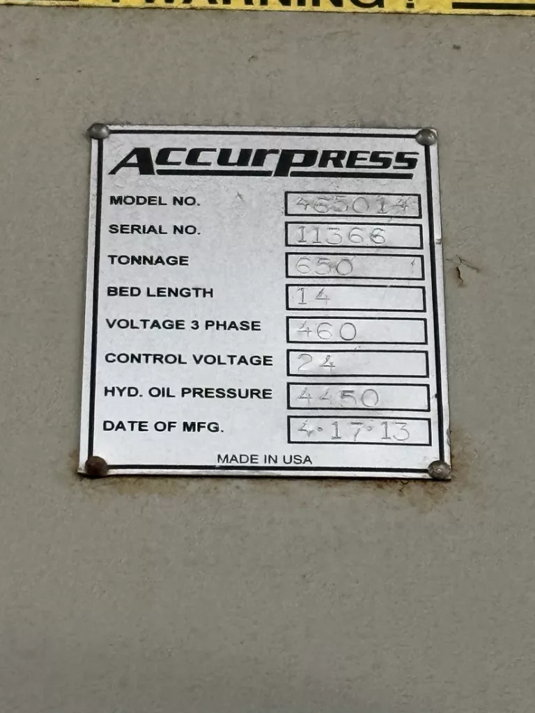 Used Accurpress Edge 465014 Press Brake For Sale