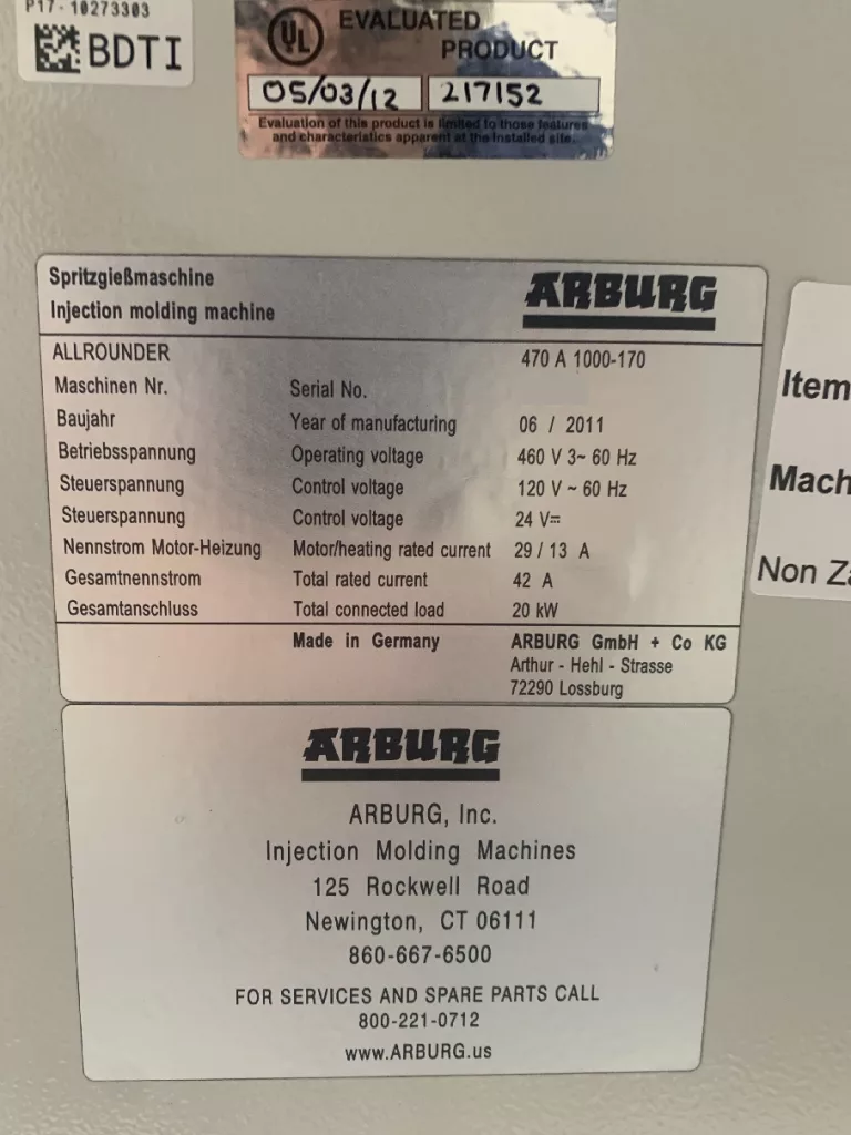 2011 Arburg 470A 1000-170 – photo 8 of 8