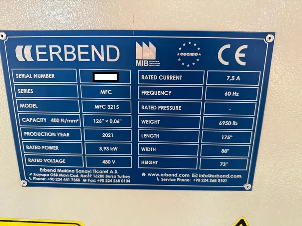 Used Erbend MFC 3215 Folding Machine For Sale