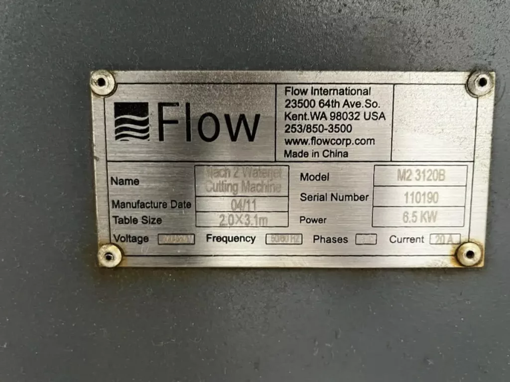 Used Flow Mach 2 2031b CNC Waterjet For Sale