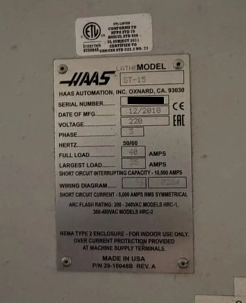 Used Haas ST-15 CNC Lathe For Sale