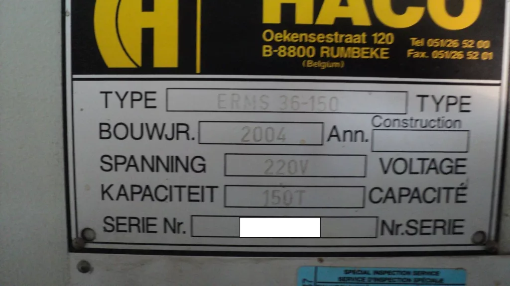 Used Haco ERMS 36-150 Press Brake For Sale
