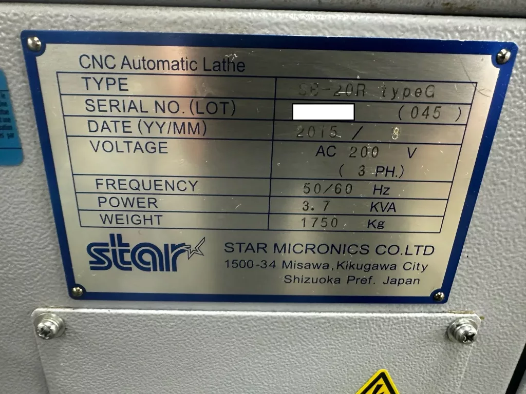 Used Star SB-20R Type G CNC Lathe For Sale