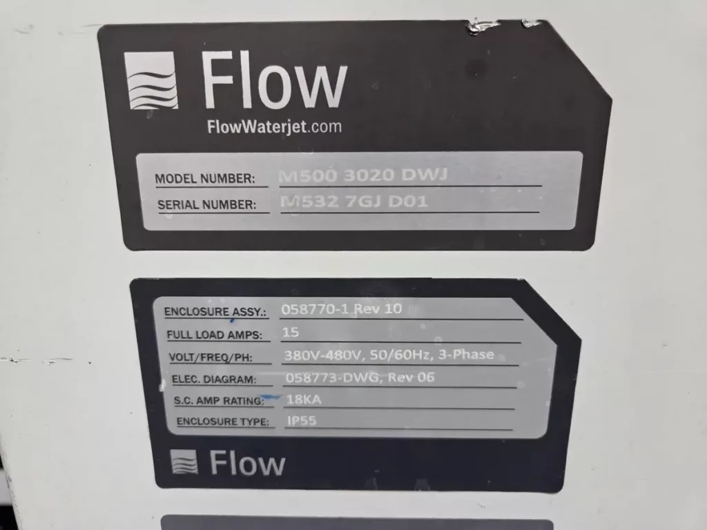 Used Flow Mach 500 3020 DWJ CNC Waterjet For Sale