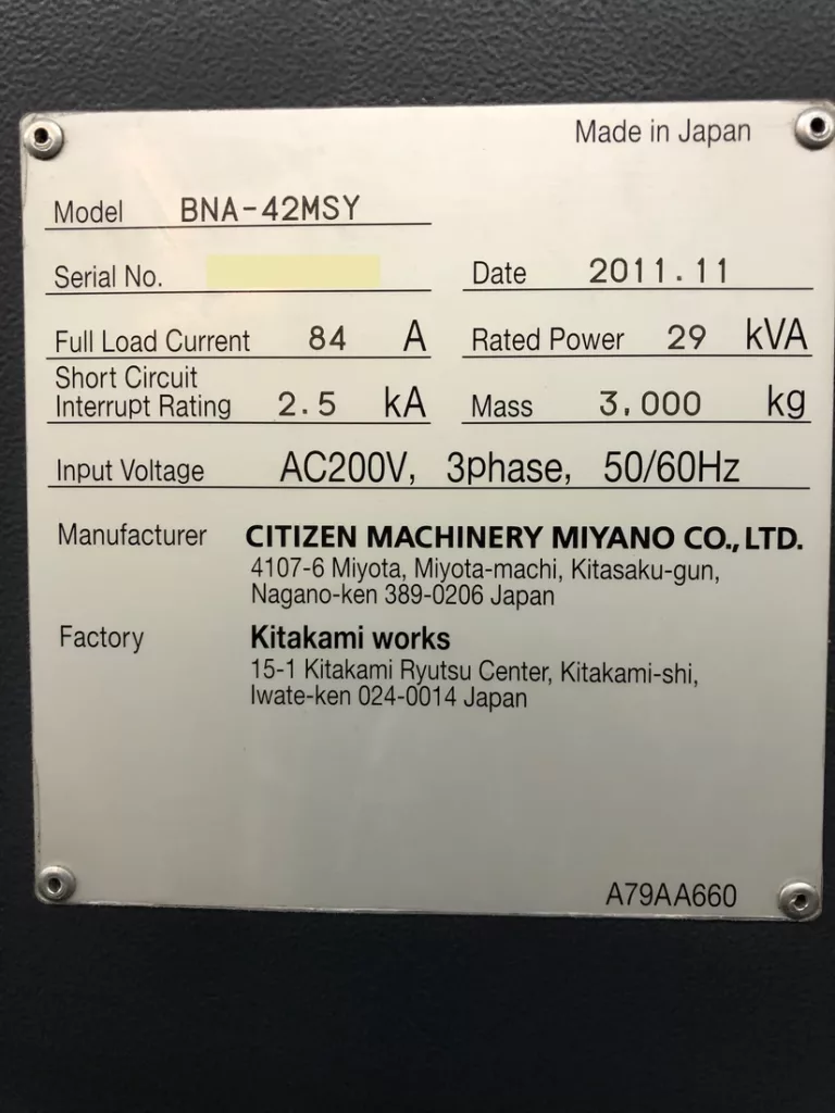 Used Miyano BNA-42MSY CNC Lathe For Sale