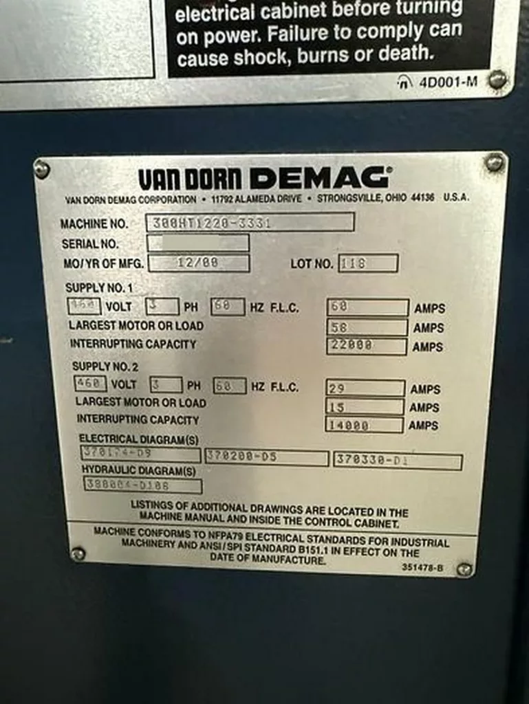 Used Van Dorn 300HT-30 Injection Molding Machine For Sale