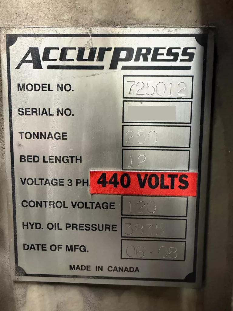 Used Accurpress 725012 Press Brake For Sale