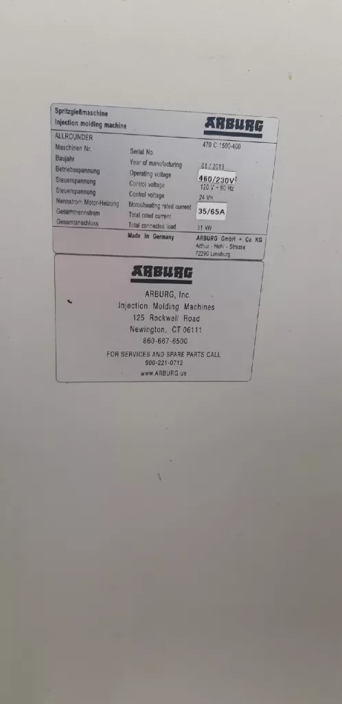 Used Arburg 470C-1500-400 Injection Molding Machine for Sale