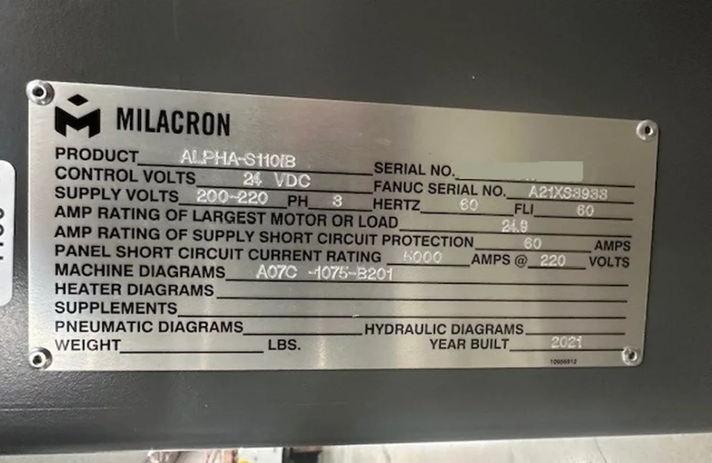 Used Cincinnati Milacron ALPHA-S110iB Injection Molding Machine For Sale