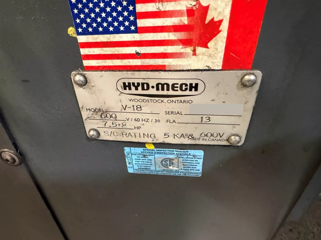 Used Hydmech V-18 Vertical Band Saw For Sale