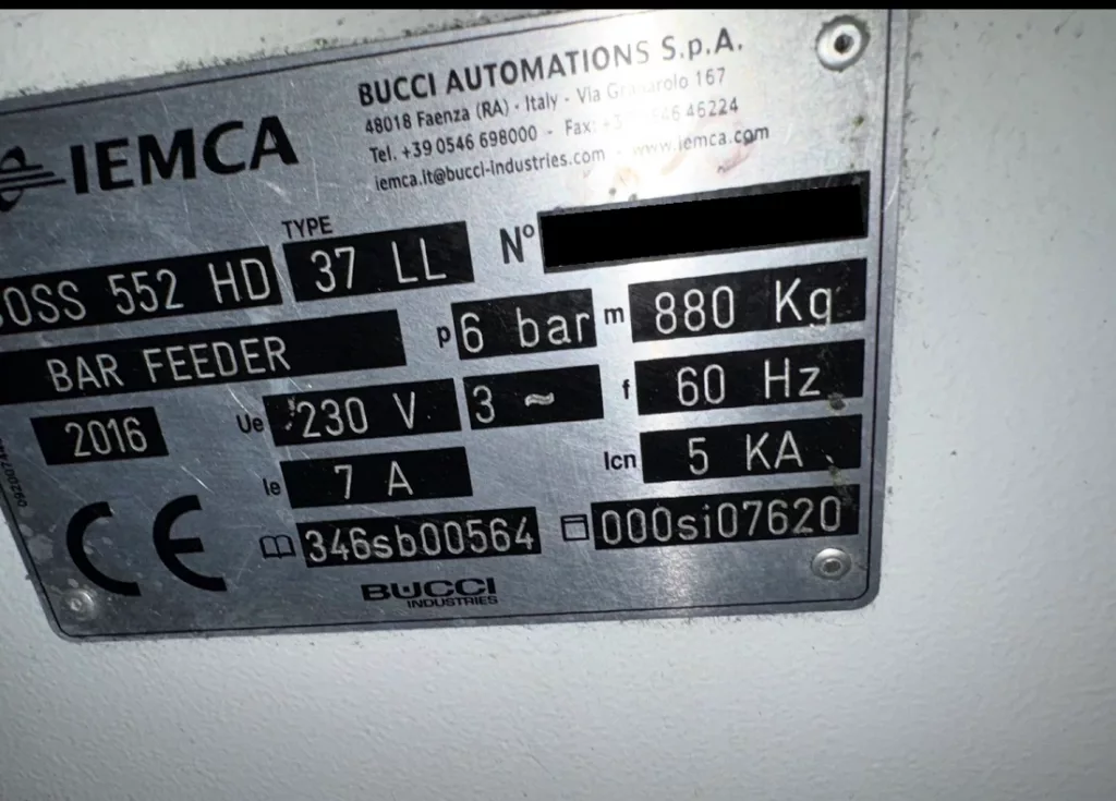 2016 IEMCA Boss 522-HD Bar Feeder, photo 4 of 4