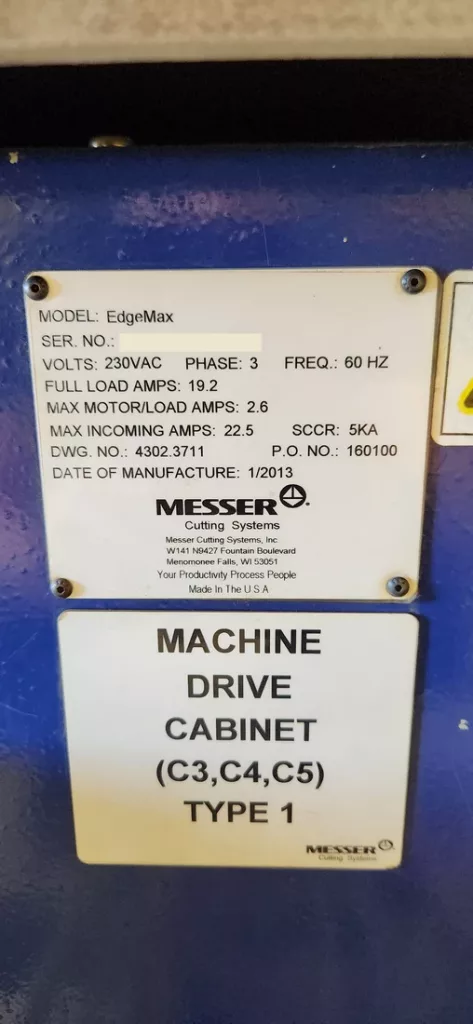 Used Messer Edgemax Plasma Cutter For Sale