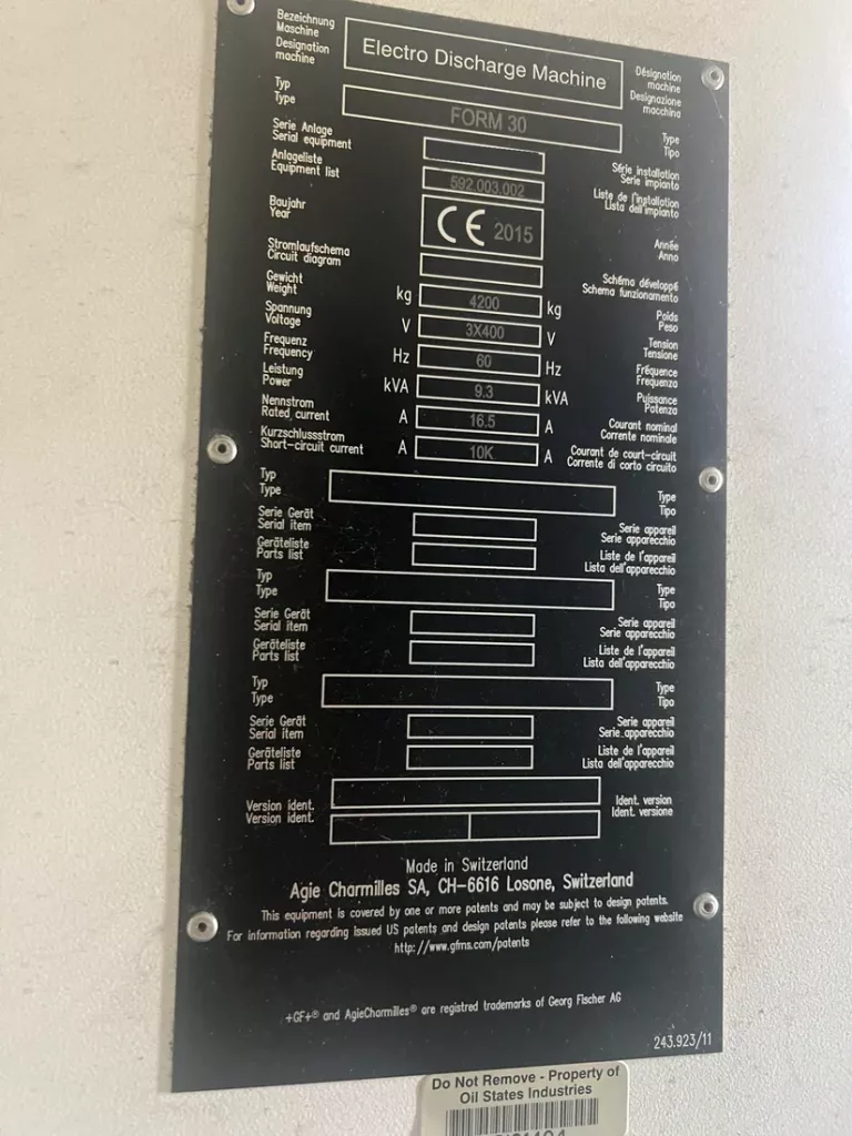 2015 AgieCharmilles Form 30 EDM Machine, photo 7 of 7