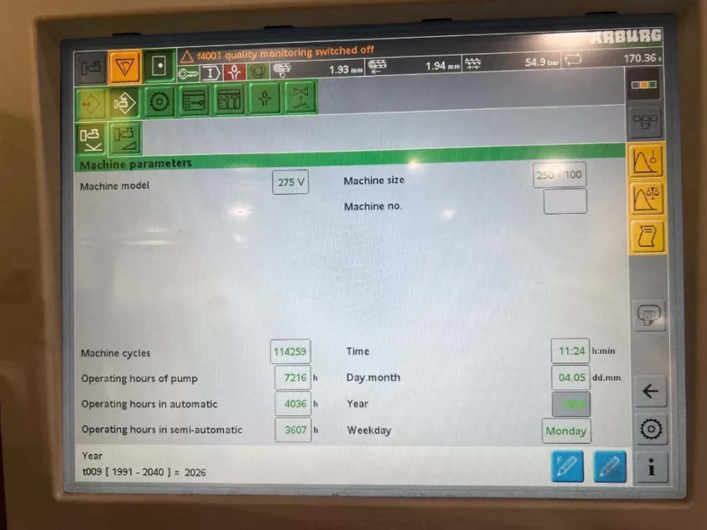 Used Arburg Allrounder 275V Injection Molding Machine For Sale