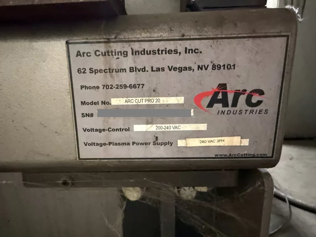 Used Arc Industries Arc Cut Pro 20 Plasma Cutter For Sale