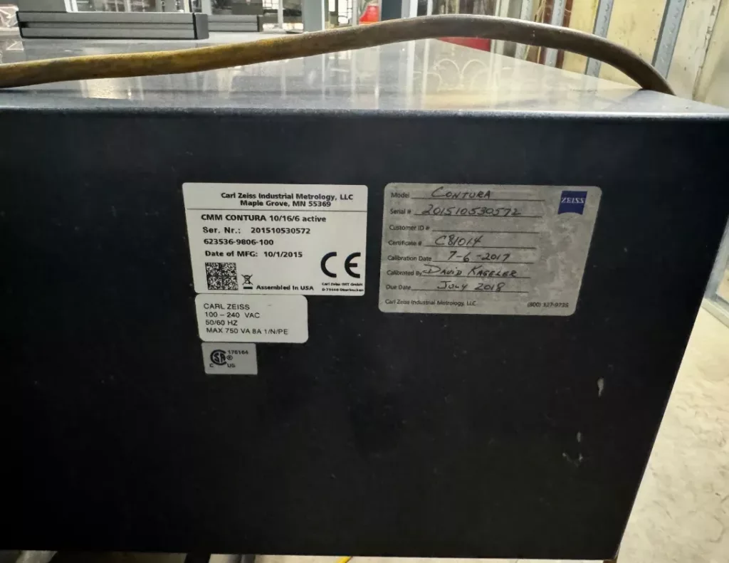 Used Zeiss Contura 10/16/6 Active Coordinate Measuring Machine For Sale