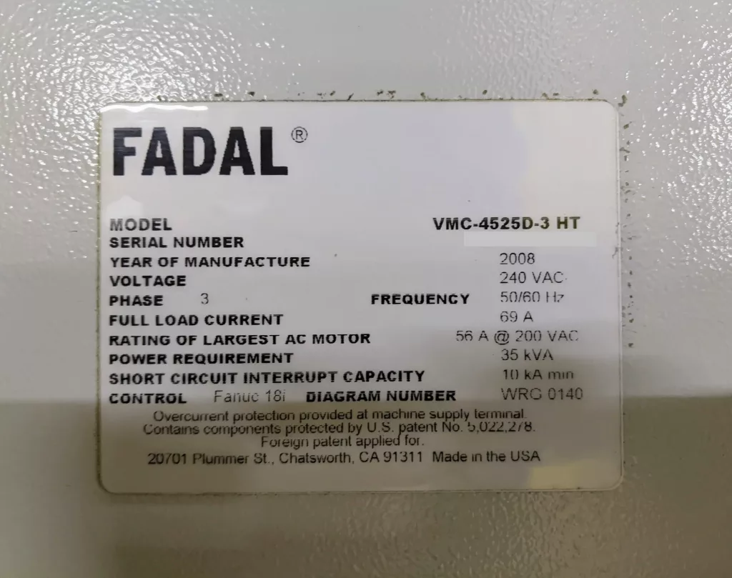 Fadal VMC 4525D-3HT