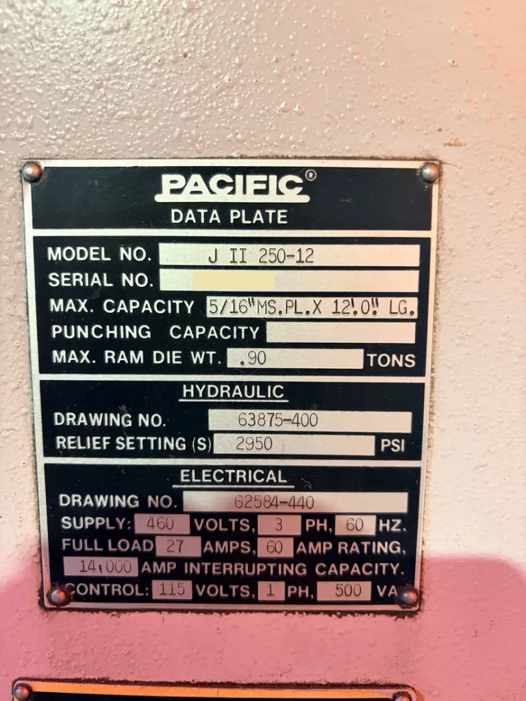 Pacific JII 250-12 Press Brake, photo 8 of 8