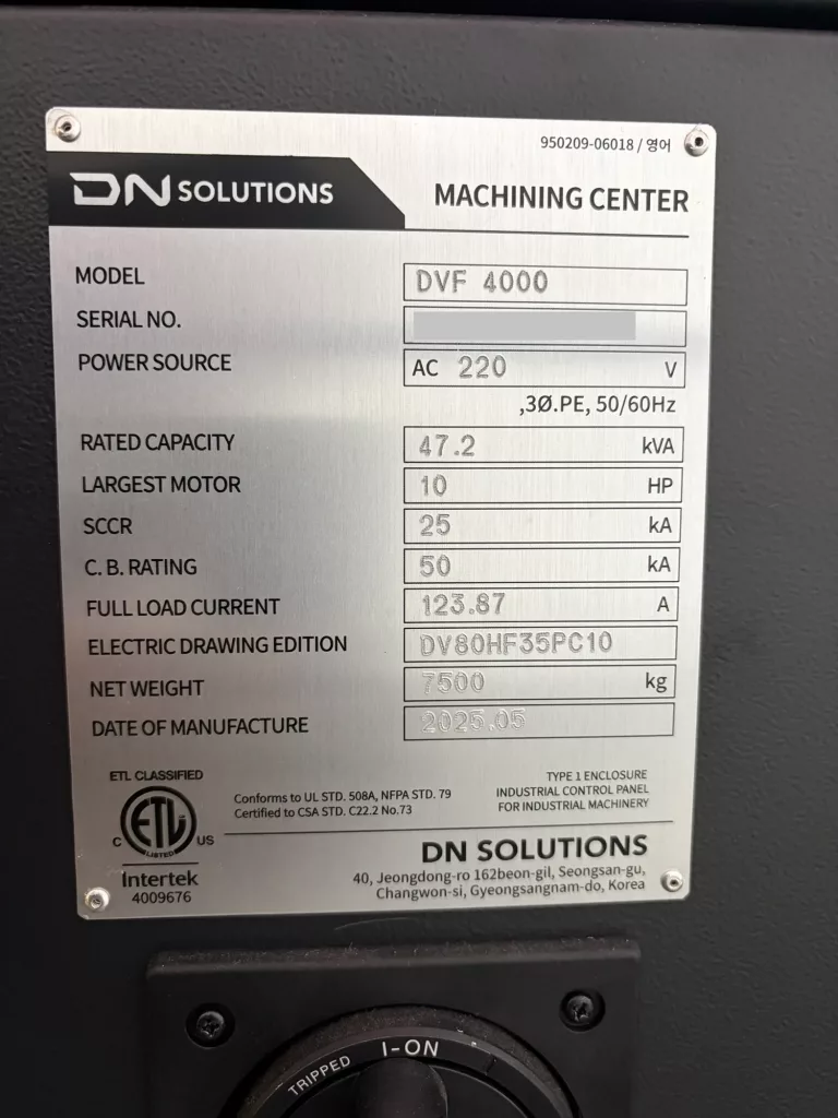 2025 DN Solutions DVF 4000