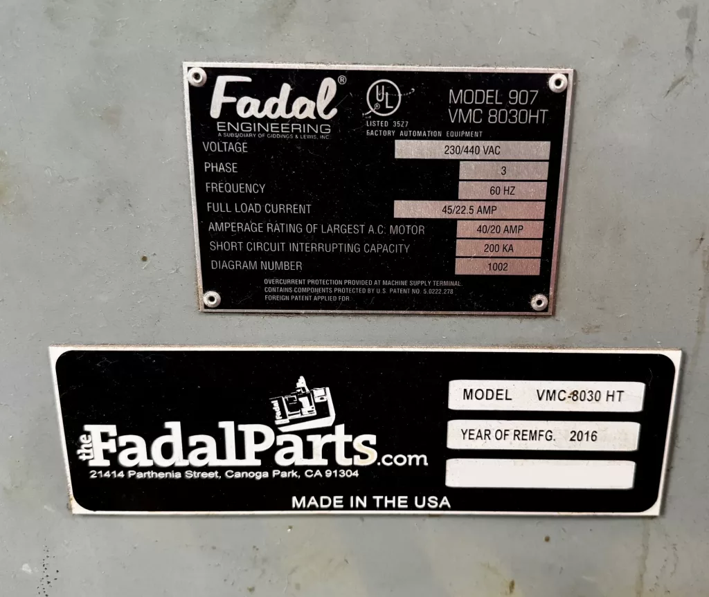 1997 Fadal VMC 8030HT