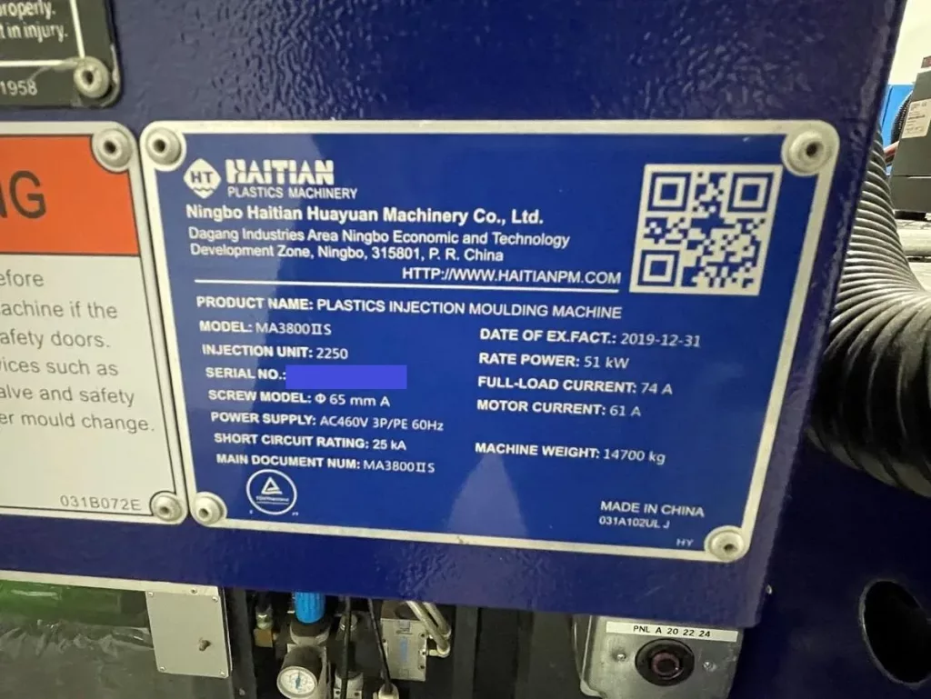 2019 Haitian MA3800/2250II Injection Molding Machine, photo 4 of 5