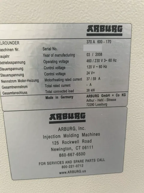 2008 Arburg 370A 600-100