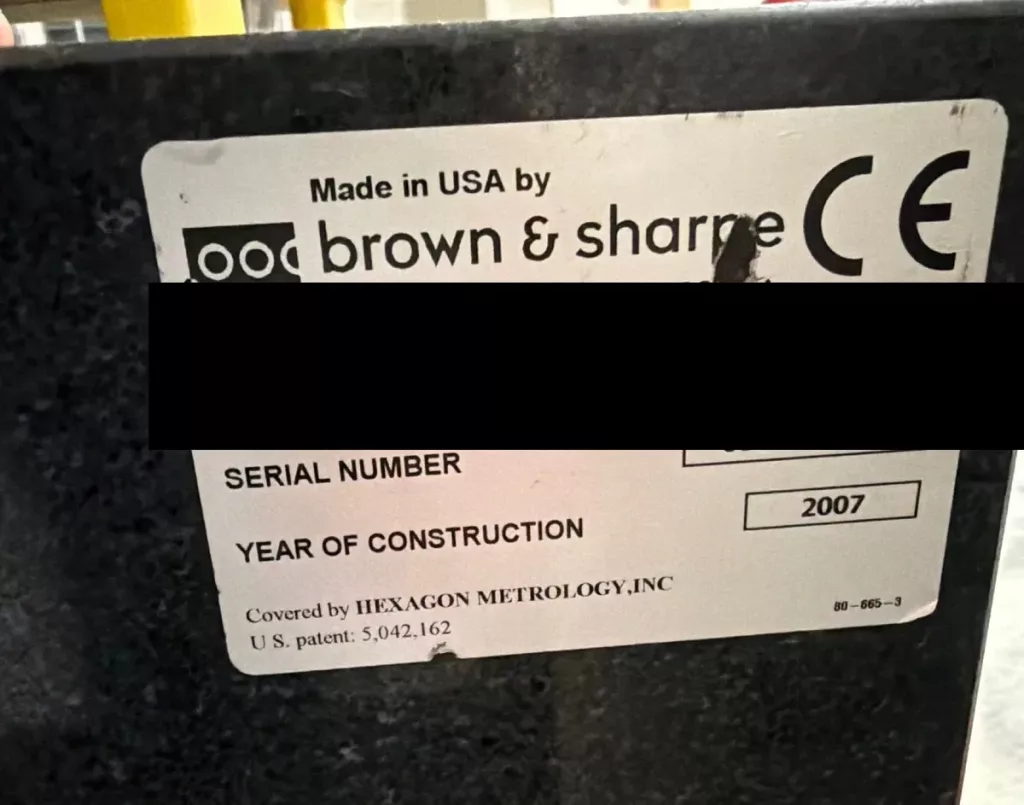2007 Brown & Sharpe Global Classic 9.12.8 Coordinate Measuring Machine, photo 7 of 7